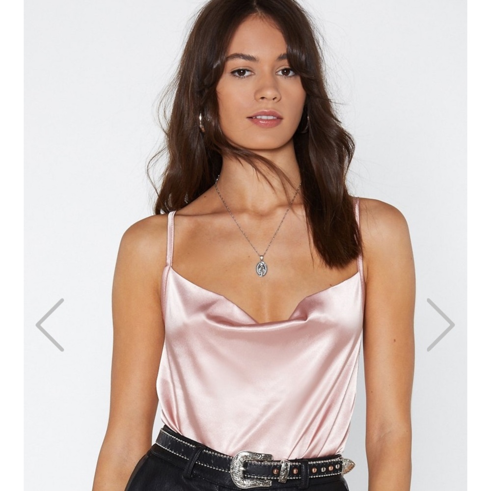 Blush satin bodysuit